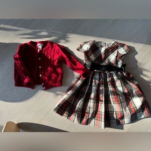 Festive Ralph Lauren Christmas Dress and Cardigan 12-18 mo